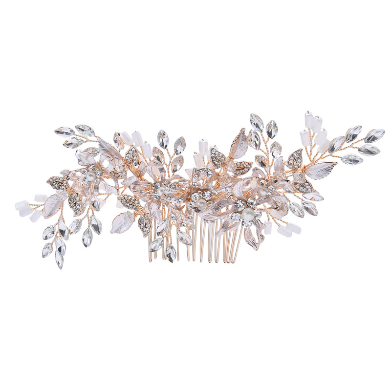 Bride Hairband Jewelry Luxury Gold Leaf Wedding Bridal Hair Vine Clip Accessory