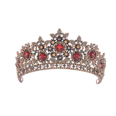 Vintage Wedding Bridal Glorious Red Rhinestone Princess Tiara Crown