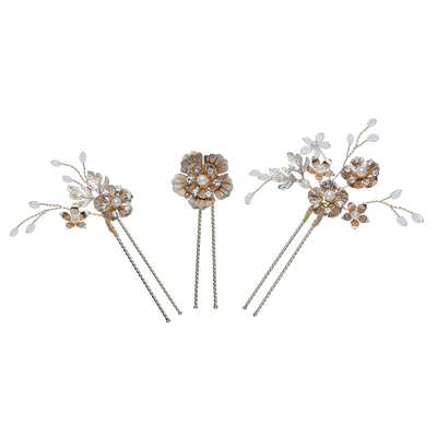 Top Fashion Gold Leaf Wedding Bridal Dress Flower Tiara Hair Pins