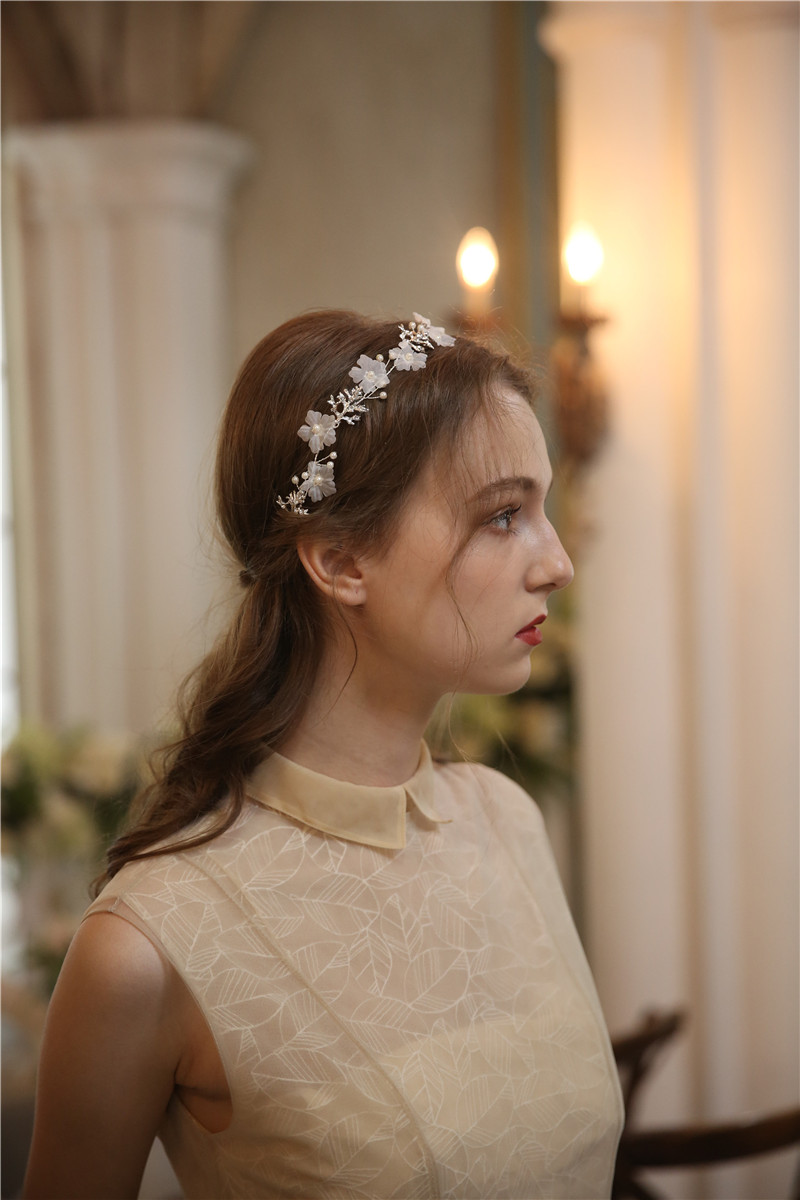 White Flower Bride Diadem Headpiece Wedding Accessories Bridal Hair Jewelry