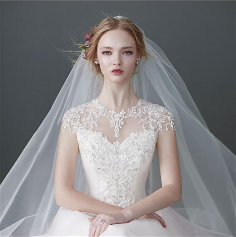 Elegant Wedding Women Accessories Long 3m Bridal Tulle Veils with Comb