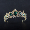 China Hair Accessories Green Rhinestone Women Wedding Tiara Crown