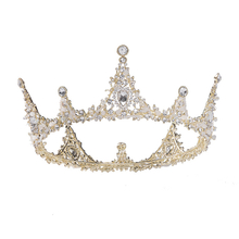 Tiara Princess Diadem Wedding Full Crown Round Wedding Crown