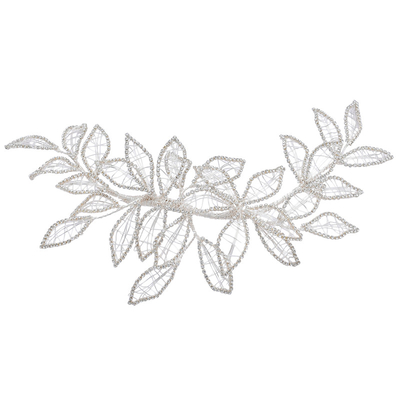 Handmade Hair Accessories Barrettes Bridal Dress Rhinestone Flower Silver Leaf Hair Clips 
