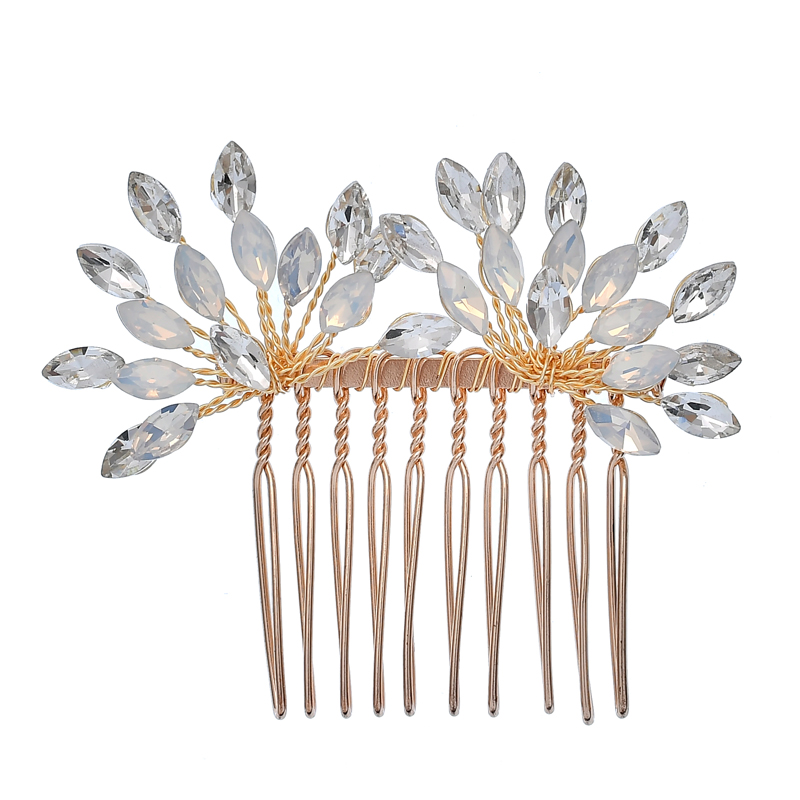 Stylish Exquisite Wedding Hair Clips Gold Wedding Bridal Jewelry Set