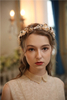 Trendy Ceramic Flower Bride Pearl Hair Ornament Crystal Wedding Tiara Crown
