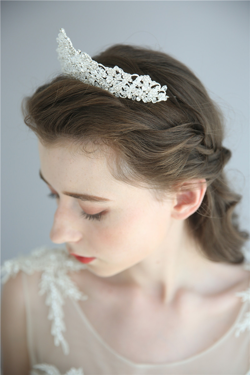 Luxury Bridal Wedding Tiara Hair Jewelry White Crystal Rhinestone Crown