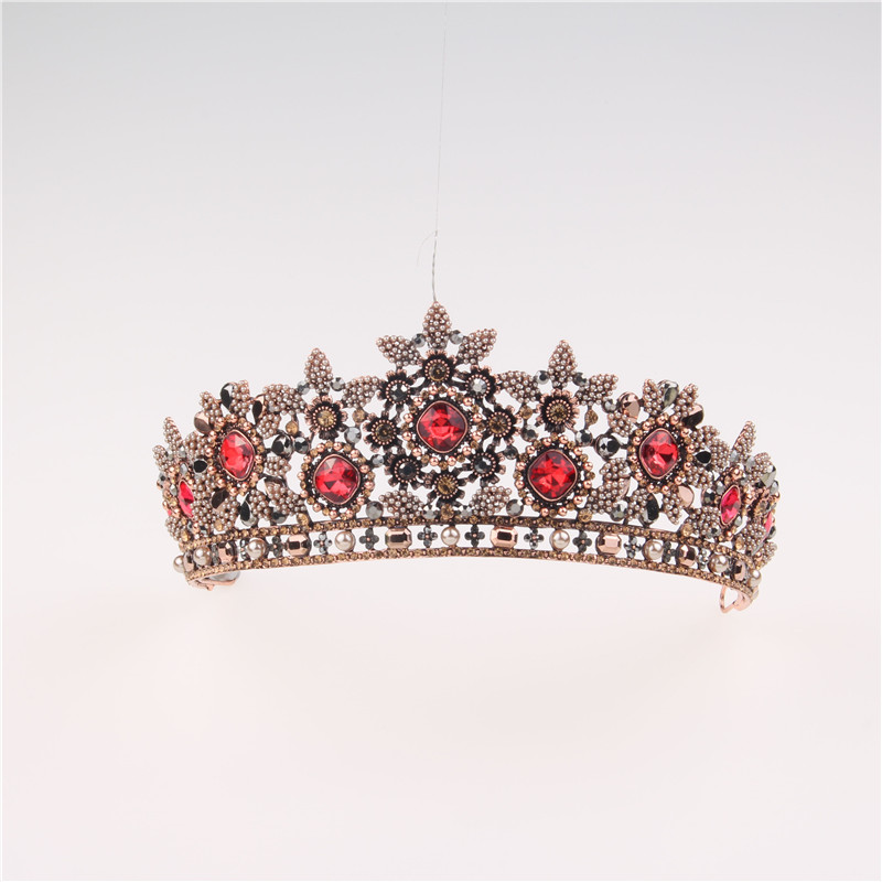 Vintage Wedding Bridal Glorious Red Rhinestone Princess Tiara Crown