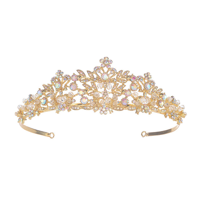 Champagne Color Luxury Zinc Alloy Luxury Crystal Diamond Bride Crown