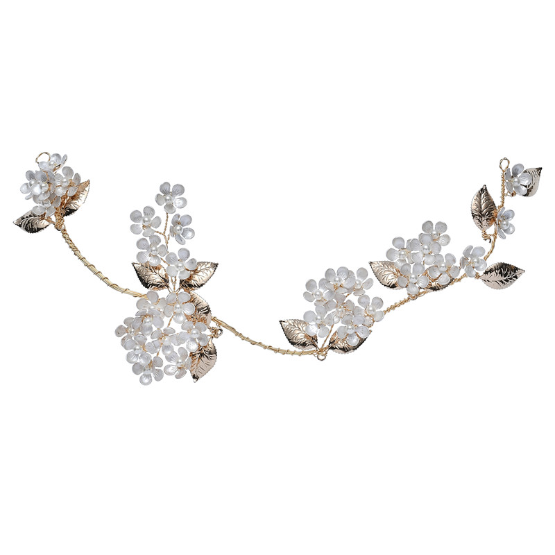 Handmade Crystal Flower Gold Leaves Headwear Barrettes Bridal Wedding Fancy Hair Clips For Women