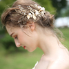 Handmade Gold Leaf Crystals Rhinestones Flower Wedding Jewelry Accessories Bridal Pearl Barrettes Hair Clip For Women 