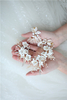 Hair Comb Earring Ceramics Crystal Flower Women Hair Ornament Handmade Bridal Prom Accessories