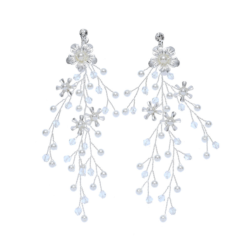 New Design Silver Leaf Bridal Hair Accessories Headpiece Handmade Crystal Wedding Women Flower Hair Clips