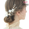 Fashion Gold Leaf Pearls Leather Floral Hairband Handmade Wedding Hair Comb For Women 