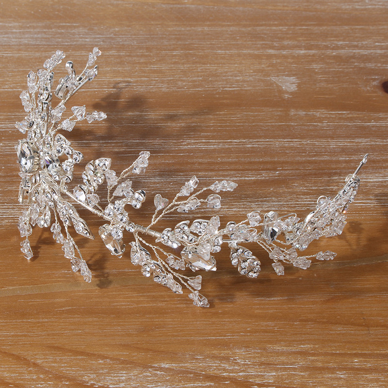 Wedding Decoration Handmade Alloy Leaf Fashion Luxurious Diamond Bridal Crown
