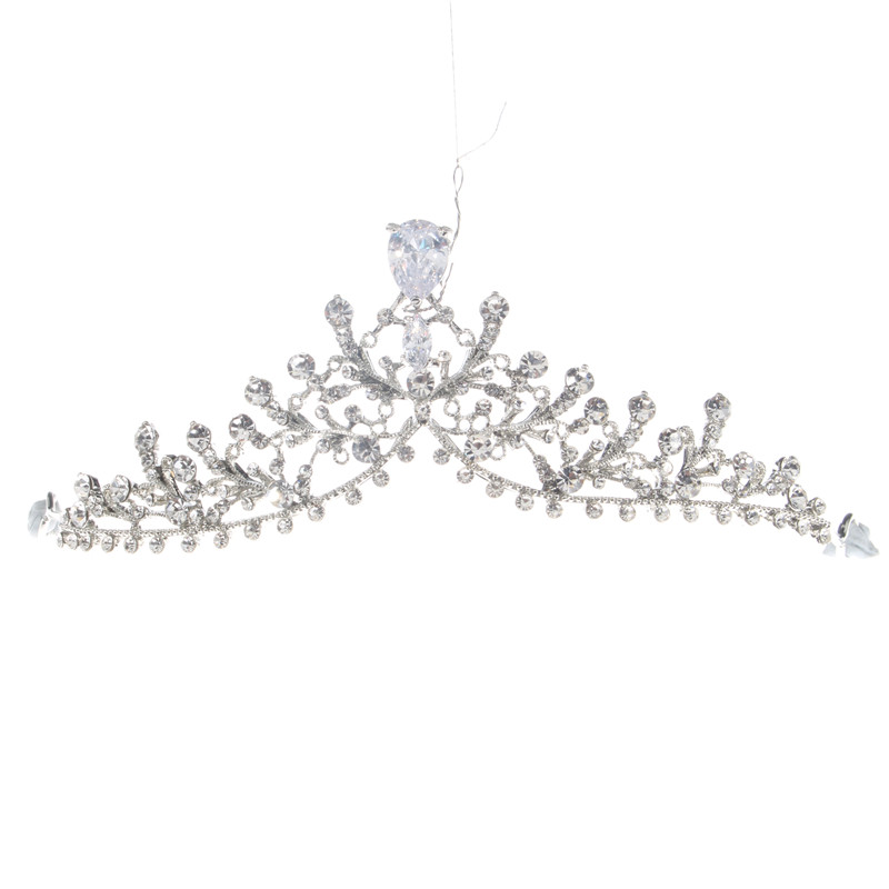 Fashion Jewelry Diamond Thick Silver Metal Bridal Wedding Tiara Crown