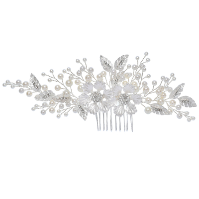 Fashion Decorative Silver Leaf Flower Bridal Accessories Tiara Side Comb