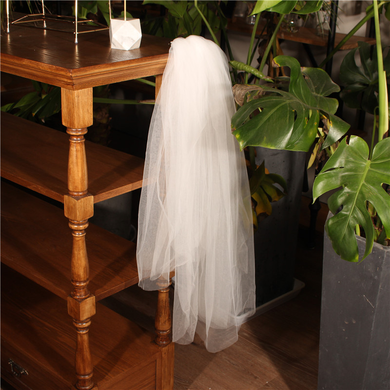 New Simple Design White Short Veils Bride Three Layer Hair Combs Wedding Veils