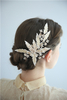 Fancy Wedding Barrettes Hair Accessories Handmade Gold Leaves Pearl Tiara Hair Clip