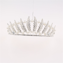 Korean Princess Fashion Crystal Rhinestone Leaf Design Beautiful Pearl Crown