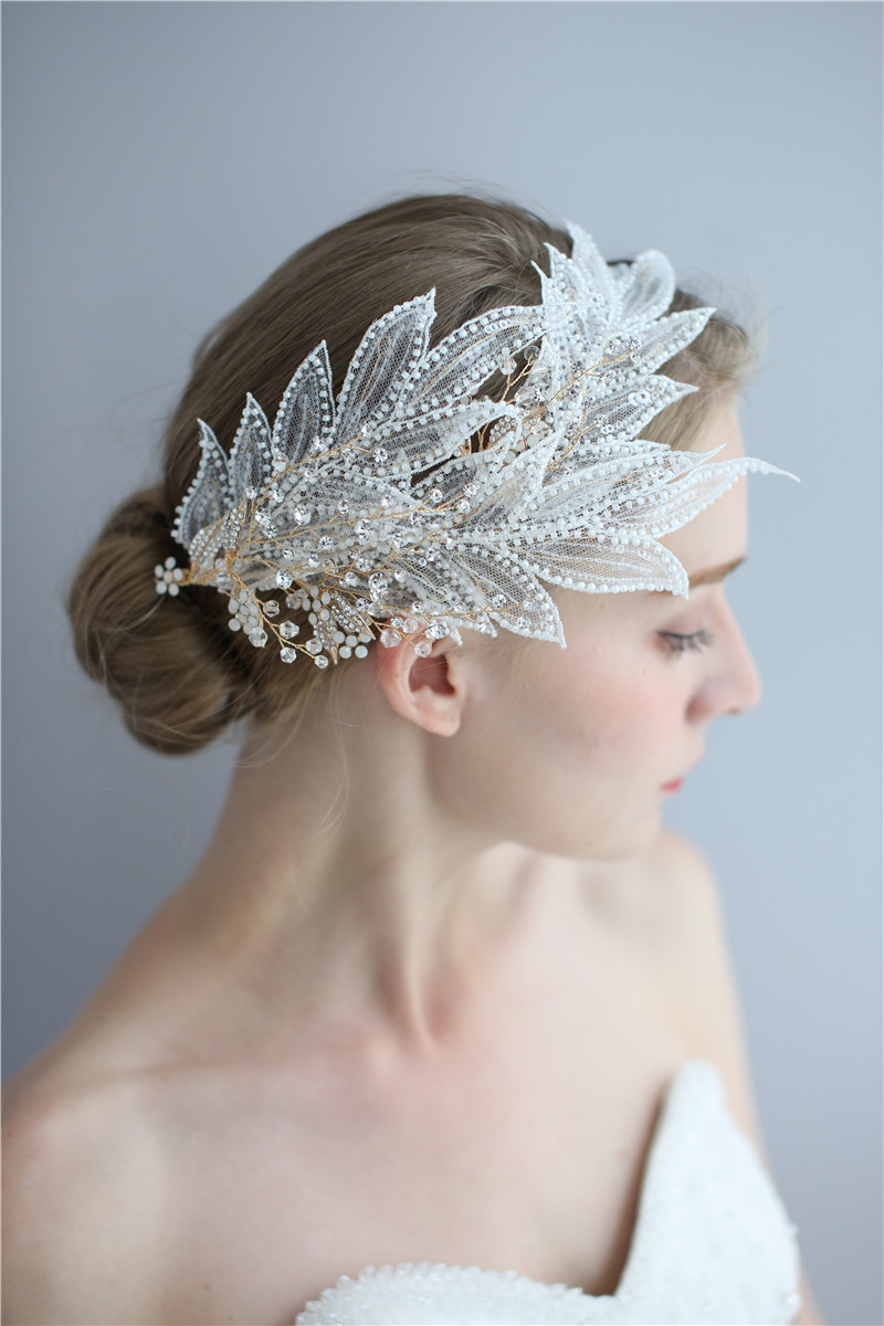 Bridesmaid Headdress Hair Accessories Bridal Flower Gold Leaf Headpiece