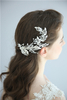 Fashion Handmade Silver Leaves Fancy Wedding Barrettes Bridal Crystals Hair Clips