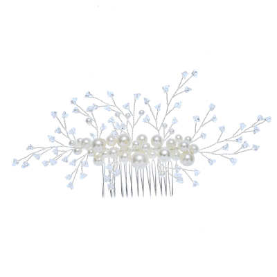 New Style White Pearl Jewelry Rhinestone Flower Bridal Hair Comb
