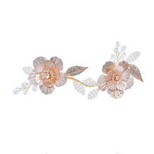 Gold Leaf Flower Hairband Bridal Crystal Wedding Hair Accessories Hair Clips Comb
