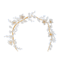 Flower Hairbands Earring Brides Ceramics Head Wear Pearl Hair Accessories Women Tiaras