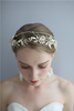 Pearl Gold Leaf Hair Accessories Earring Bridal Handmade Ceramic Flower Headpiece Women Tiaras
