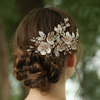 Sweet Zinc Alloy Iron Flower Wedding Decorations KC Gold Rhinestone Hair Clip