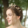 Handmade Whit Ceramic Flower Headpiece Jewelry Wedding Bridal Crystal Tiara Crown