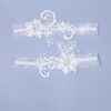 Sexy Elastic Pearl White Lace Applique Floral Wedding Garters