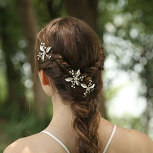 Newest Crystal Rhinestone Leaf Design Jewelry Bridal Hairpin
