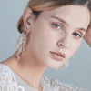 Wedding Luxury Crystal Beads Statement Earring Handmade Party Bridal Shell Clip On Earrings 