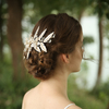 Elegant Decorative Rhinestone Hair Clip Pearl Leaf Design Bridal Side Headpiece