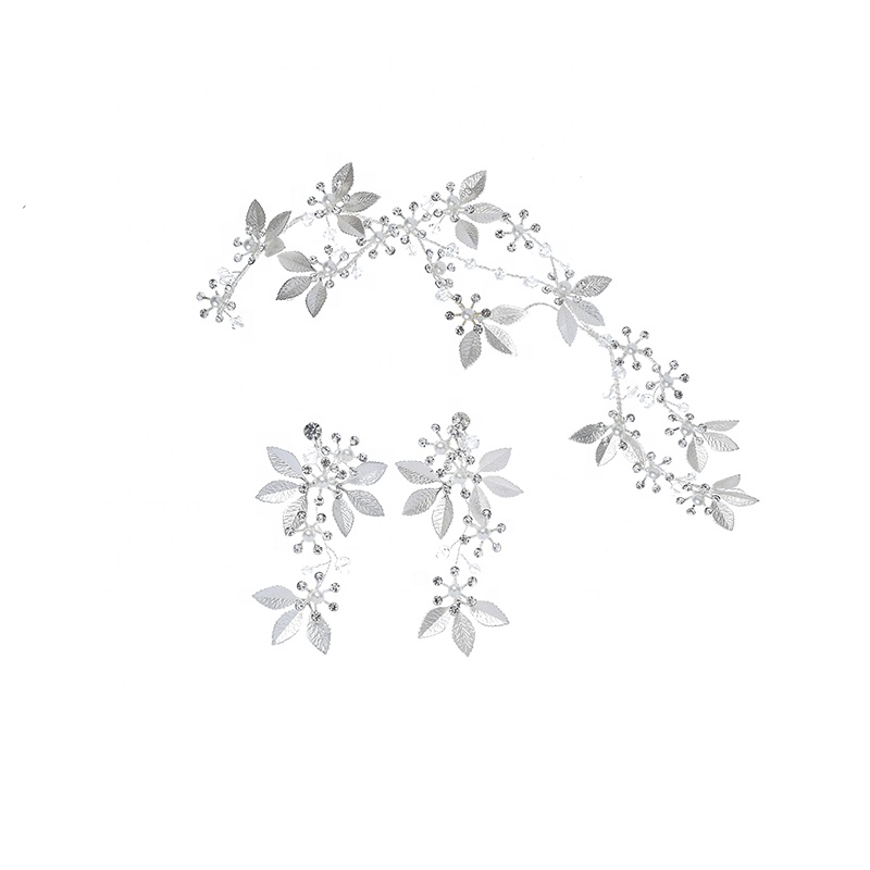 New Fashion Unique Design Metal Leaf Crystal Women Jewelry Set for Wedding