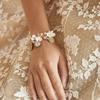 Handmade Ceramics Flower Pearls Bride Headdress Pendant Necklace Earrings Bracelet Jewelry Set