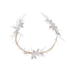 Creative Metal Leaf Rhinestone White Flowers Hairband Earring Bridal Jewelry Set