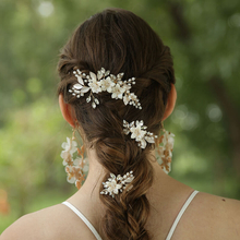 Bridal Accessoires Set Handmade Pearl Crystal Bridal Flower Hair Pins Earrings Haircomb Jewelry Set For Women