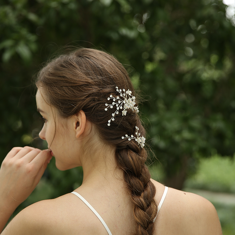 Customized Bridal Rhinestone Flower Hair Comb Hairclip Jewelry Headpiece Set