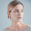 Fashion Bridal Floral Circling Statement Earring Handmade Wedding Flower Clip Earrings