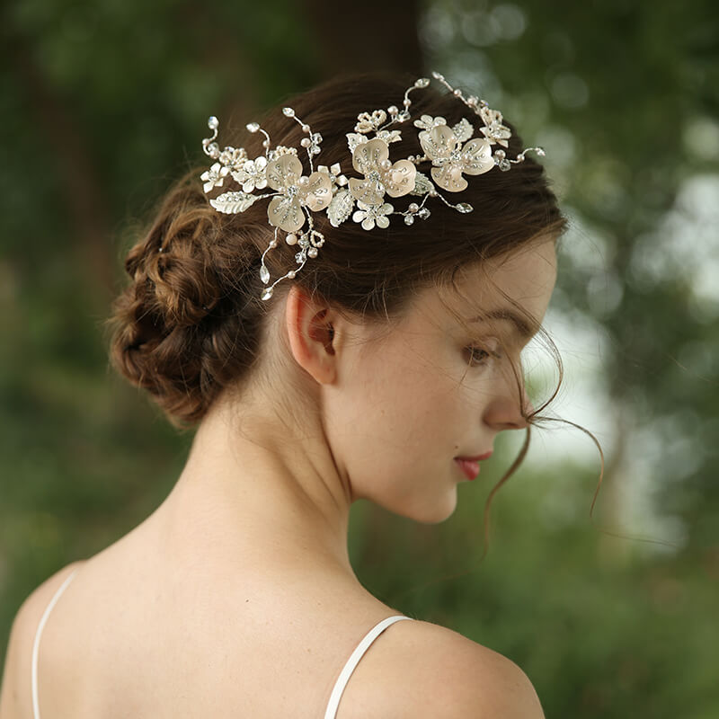 2020 New Model Handmade Metal Flower Fancy Bridal Hair Clip Headpieces