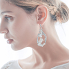 Handmade Bride Shell Flower Simple Silver Hoop Earring Wedding Bridal Imitation Pearl Earrings