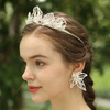 Elegant Pearl Beads Earrings Crown Headwear Jewelry Set