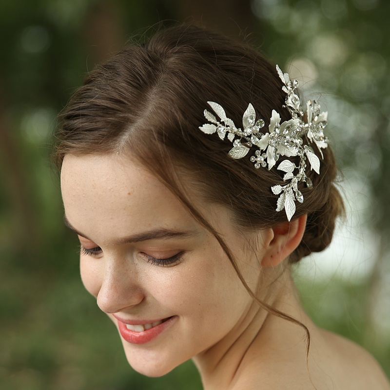 YouYou Bridal Headpieces Manufacturers Custom Silver Rhinestone Flower Hair Clip