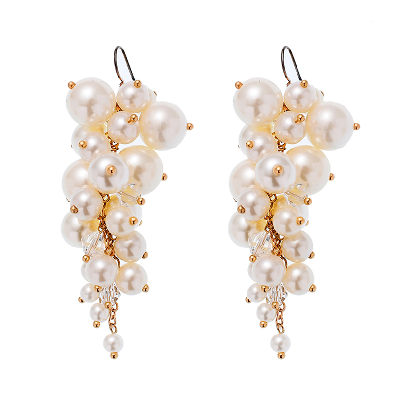 New Style Handmade Pearls String Earrings Women Gold Statement Earrings