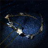 Rhinestone Floral Leaves Tiara Bracelets Earrings Gold Jewelry Sets For Wedding