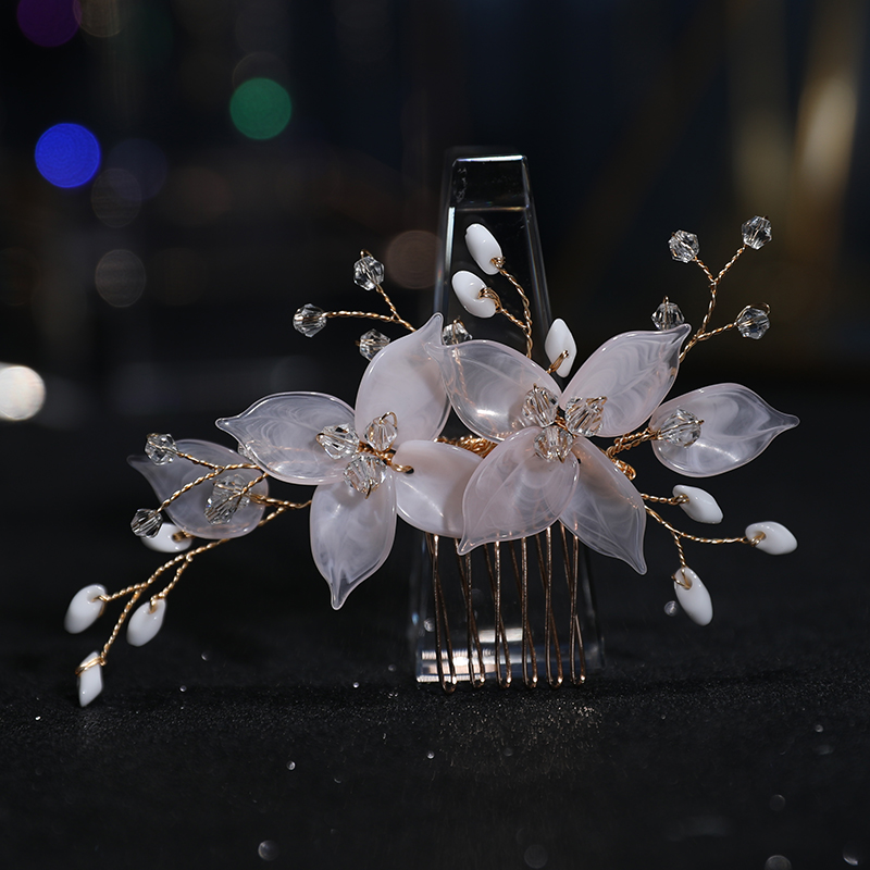 2021 Newest Custom Fashion Plastic Flower Bride Headdress Hair Vine Wedding Accessories Women Beads Side Hair Combs
